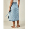 image:imageWomen Midi Denim Wrap Skirt Polka Dot High Waist Tie Knot Western Jean Pencil Skirt with SlitBlue