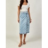 image:imageWomen Midi Denim Wrap Skirt Polka Dot High Waist Tie Knot Western Jean Pencil Skirt with SlitBlue