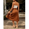 image:imageWomen Midi Denim Wrap Skirt Polka Dot High Waist Tie Knot Western Jean Pencil Skirt with SlitBrown