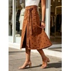image:imageWomen Midi Denim Wrap Skirt Polka Dot High Waist Tie Knot Western Jean Pencil Skirt with SlitBrown
