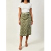 image:imageWomen Midi Denim Wrap Skirt Polka Dot High Waist Tie Knot Western Jean Pencil Skirt with SlitGreen
