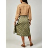 image:imageWomen Midi Denim Wrap Skirt Polka Dot High Waist Tie Knot Western Jean Pencil Skirt with SlitGreen