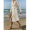 image:imageWomen Midi Denim Wrap Skirt Polka Dot High Waist Tie Knot Western Jean Pencil Skirt with SlitPink