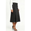 image:imageWomens Back Elastic High Waist Denim Midi Skirt ALine Flared Long Jean Skirt with BeltBlack