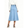 image:imageWomens Back Elastic High Waist Denim Midi Skirt ALine Flared Long Jean Skirt with BeltBlue