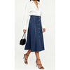 image:imageWomens Back Elastic High Waist Denim Midi Skirt ALine Flared Long Jean Skirt with BeltDark Blue
