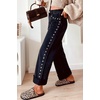 image:imageWomens High Waist Wide Leg Jeans Y2k Studded Cuffed Hem Ankle Denim PantsBlack