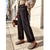 image:imageWomens High Waist Wide Leg Jeans Y2k Studded Cuffed Hem Ankle Denim PantsBlack