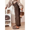 image:imageWomens High Waist Wide Leg Jeans Y2k Studded Cuffed Hem Ankle Denim PantsBrown