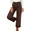 image:imageWomens High Waist Wide Leg Jeans Y2k Studded Cuffed Hem Ankle Denim PantsBrown