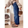 image:imageWomens High Waist Wide Leg Jeans Y2k Studded Cuffed Hem Ankle Denim PantsDark Blue