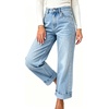 image:imageWomens High Waist Wide Leg Jeans Y2k Studded Cuffed Hem Ankle Denim PantsLight Blue