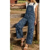 image:imageWomens Paisley Print Denim Overalls Adjustable Straps Baggy Bib Overalls Casual Wide Leg Jean Jumpsuit with PocketsBlue