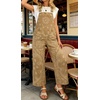 image:imageWomens Paisley Print Denim Overalls Adjustable Straps Baggy Bib Overalls Casual Wide Leg Jean Jumpsuit with PocketsKhaki