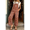 image:imageWomens Paisley Print Denim Overalls Adjustable Straps Baggy Bib Overalls Casual Wide Leg Jean Jumpsuit with PocketsRed