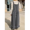 image:imageY2k Ruffle Hem Pin Striped Denim Overalls for Women Distressed Baggy Crop Wide Leg Jeans JumpsuitsBlack