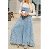 image:imageY2k Ruffle Hem Pin Striped Denim Overalls for Women Distressed Baggy Crop Wide Leg Jeans JumpsuitsBlue