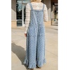image:imageY2k Ruffle Hem Pin Striped Denim Overalls for Women Distressed Baggy Crop Wide Leg Jeans JumpsuitsBlue