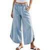image:imageCHARTOU Women Cropped Wide Leg Jeans Y2k Elastic Waist Tulip Hem Baggy Denim PantsLight Blue