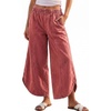 image:imageCHARTOU Women Cropped Wide Leg Jeans Y2k Elastic Waist Tulip Hem Baggy Denim PantsRed
