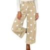 image:imageCHARTOU Women High Rise Wide Leg Jeans Baggy Crop Cuffed Hem Denim Polka Dot PantsKhaki