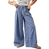 image:imageCHARTOU Womens Drawstring Wide Leg Jeans Baggy Y2k Pleated Denim Pants with PocketsBlue