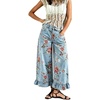image:imageCHARTOU Womens High Rise Wide Leg Jeans Baggy Floral Ruffle Hem Cropped Denim PantsLight Blue