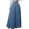 image:imageHigh Waisted Maxi Denim Skirt Women Elegant Pleated Button Up Patchwork Flowy Long Jean SkirtsDark Blue
