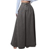 image:imageHigh Waisted Maxi Denim Skirt Women Elegant Pleated Button Up Patchwork Flowy Long Jean SkirtsGrey