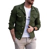 image:imageMens Denim Jacket Casual Regular Fit Button Down Long Sleeve Jean Trucker JacketArmy Green