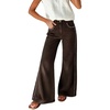 image:imageWomen High Waist Wide Leg Jeans Side Rivet Stud Flare Casual Denim PantsChocolate Brown
