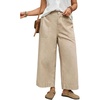 image:imageWomen Lightweight Denim Wide Leg Pants High Waist Crop Casual Loose JeansKhaki
