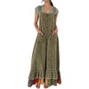 image:imageWomen Ruffle Hem Patchwork Denim Overalls Jeans Baggy Distressed Bib Flare Wide Leg Pants JumpsuitsOlive Green