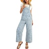 image:imageWomens Paisley Print Denim Overalls Adjustable Straps Baggy Bib Overalls Casual Wide Leg Jean Jumpsuit with PocketsLight Blue
