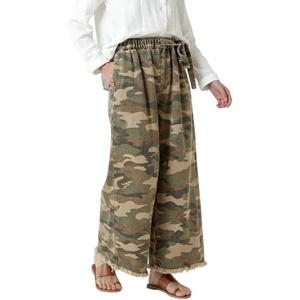 image:imageWomens Baggy Jeans Drawstring Elastic Waist Wide Leg Denim Palazzo PantsCamo