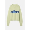 image:imageCHARTOU Women Fashion Crew Neck Rib Knit Crucian Carp Graphic Oversized Y2k Pullover Sweater JumperGreen