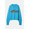 image:imageCHARTOU Women Fashion Crew Neck Rib Knit Crucian Carp Graphic Oversized Y2k Pullover Sweater JumperLake Blue