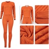 image:imageCHARTOU Womens 2 Piece Sweater Sets Cable Knit Crewneck Jersey Top Long Pants Tights OutfitsOrange