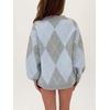 image:imageCHARTOU Womens Argyle Oversized Sweater Fall Plaid Knit Jumper Preppy Pullover TopsBlue