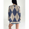 image:imageCHARTOU Womens Argyle Oversized Sweater Fall Plaid Knit Jumper Preppy Pullover TopsNavy