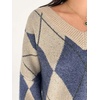 image:imageCHARTOU Womens Argyle Oversized Sweater Fall Plaid Knit Jumper Preppy Pullover TopsNavy