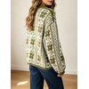 image:imageCHARTOU Womens Floral Knit Sweater Roll Neck Casual Fall Oversized Pullover JumperOlive Green
