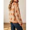 image:imageCHARTOU Womens Floral Knit Sweater Roll Neck Casual Fall Oversized Pullover JumperOrange