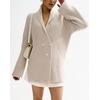 image:imageWomen Elegant Double Breasted Cardigan Blazer Lapel Novelty Fall Ribbed Knit Plain Sweater OutwearApricot