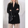 image:imageWomen Elegant Double Breasted Cardigan Blazer Lapel Novelty Fall Ribbed Knit Plain Sweater OutwearBlack