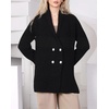 image:imageWomen Elegant Double Breasted Cardigan Blazer Lapel Novelty Fall Ribbed Knit Plain Sweater OutwearBlack