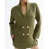 image:imageWomen Elegant Double Breasted Cardigan Blazer Lapel Novelty Fall Ribbed Knit Plain Sweater OutwearGreen