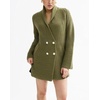 image:imageWomen Elegant Double Breasted Cardigan Blazer Lapel Novelty Fall Ribbed Knit Plain Sweater OutwearGreen