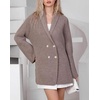 image:imageWomen Elegant Double Breasted Cardigan Blazer Lapel Novelty Fall Ribbed Knit Plain Sweater OutwearLight Coffee
