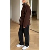 image:imageWomens Funnel High Collar Belted Short Wool Coat Long Sleeve Wrap Waist Pea Coat Casual Fall Winter Cropped JacketBrown